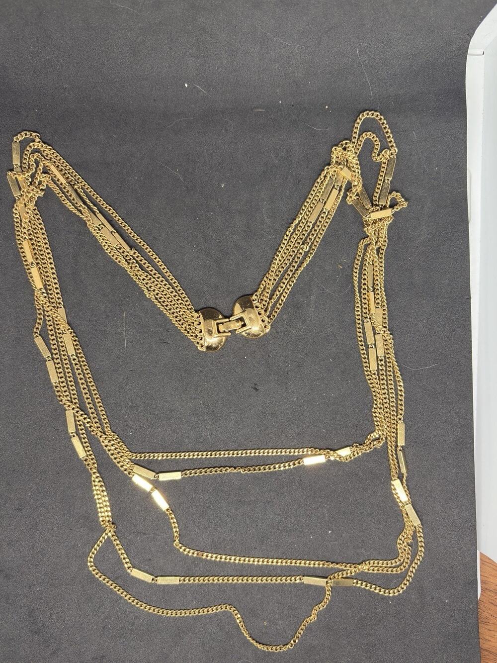 Vintage Monet Gold Tone Multi Strand Link Chain Opera Necklace 28”